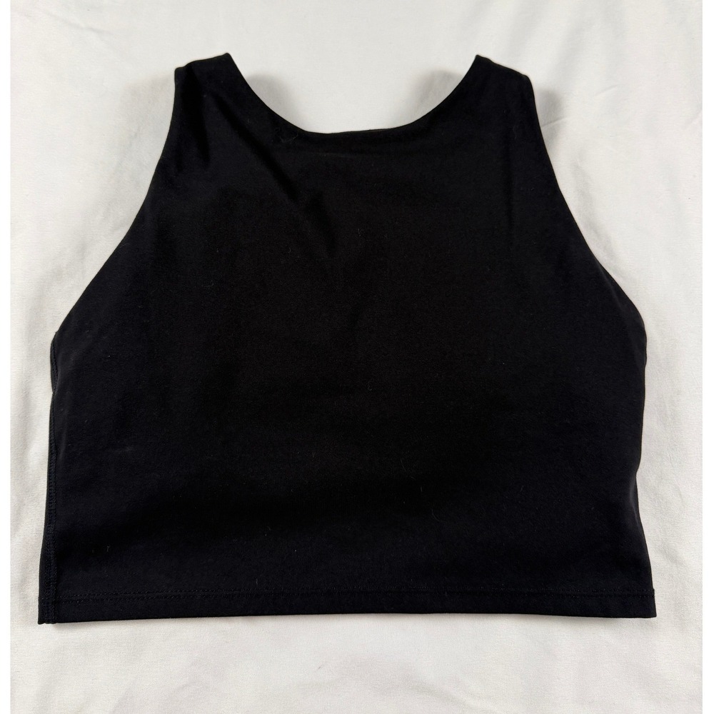 CRZ Yoga Black High Neck Seamless Crop Tank Top Athletic Workout Small Sporty - Picture 2 of 6
